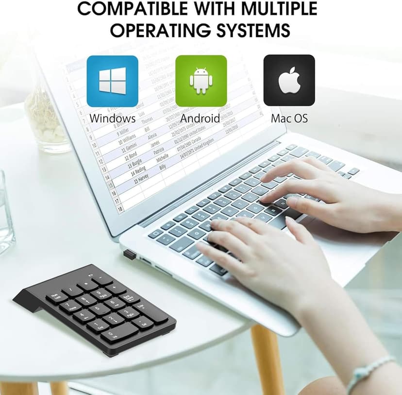 NOOX Wireless Number Pad, Numeric Keypad Numpad Keyboard 10 Key USB Keypad Office Accounting Essentials Desktop Computer Laptops Accessories Compatible Chromebook Notebook EliteBook MateBook etc.
