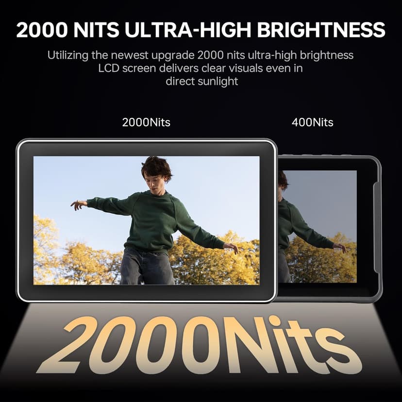 VILTROX DC-X2 Camera Field Monitor 2000 Nits High Brightness Touchscreen 6 Inch DSLR Monitor with 1920x1080 IPS 4K HDMI Loop in/Out 3D LUTs Waveform Video Peaking Focus Assist Battery&Sunshade Hood