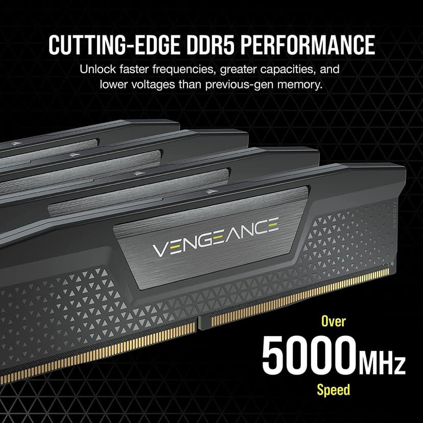 CORSAIR VENGEANCE DDR5 RAM 64GB (2x32GB) 5200MHz CL40-40-40-77 1.25V Intel XMP Desktop Computer Memory - Black (CMK64GX5M2B5200C40)