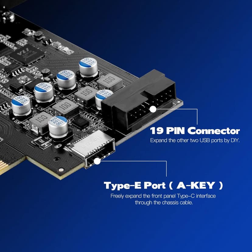 USB C PCIe Card SuperSpeed 10Gbps with 2 USB C and 2 Internal Port(Type-E,19 Pin USB 3.0 Header) PCI-E Expansion Cards PCI Express Front Panel Adapter for Desktop PC