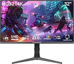Haurve 32” UHD 4K 144Hz Gaming Monitor with Height Adjustable Stand, PD 90W, HDMI 2.1, DP 1.4, USB-C, RGB, Speakers, 0.5ms, 3840X2160 Display, (HG3214K)