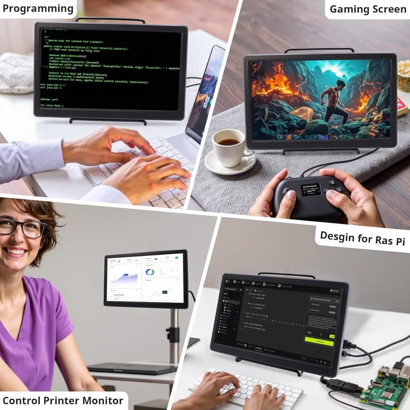 ELECROW 10.1 Inch Portable Monitor - IPS Capacitive Monitor with HD VGA Port，1920x1080P LCD Display Built-in Dual Speakers VESA Mount for Raspberry Pi 5/4/3, PS Xbox, Windows 11/10/8/7