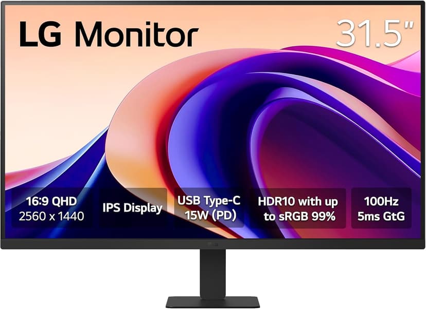 LG 32U631A-B 32-inch QHD (2560 x 1440) IPS Computer Monitor, 100Hz, 5ms, HDR10, Reader Mode, Flicker Safe, HDMI, USB Type-C 15W PD, Black