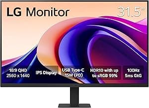 LG 32U631A-B 32-inch QHD (2560 x 1440) IPS Computer Monitor, 100Hz, 5ms, HDR10, Reader Mode, Flicker Safe, HDMI, USB Type-C 15W PD, Black