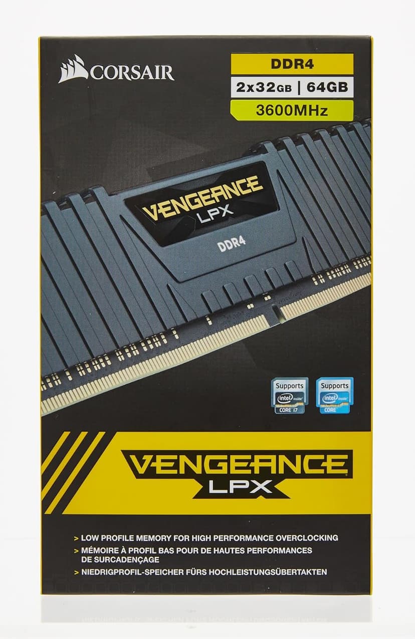 CORSAIR VENGEANCE LPX DDR4 RAM 64GB (2x32GB) 3600MHz CL18-22-22-42 1.35V Intel AMD Desktop Computer Memory - Black (CMK64GX4M2D3600C18)