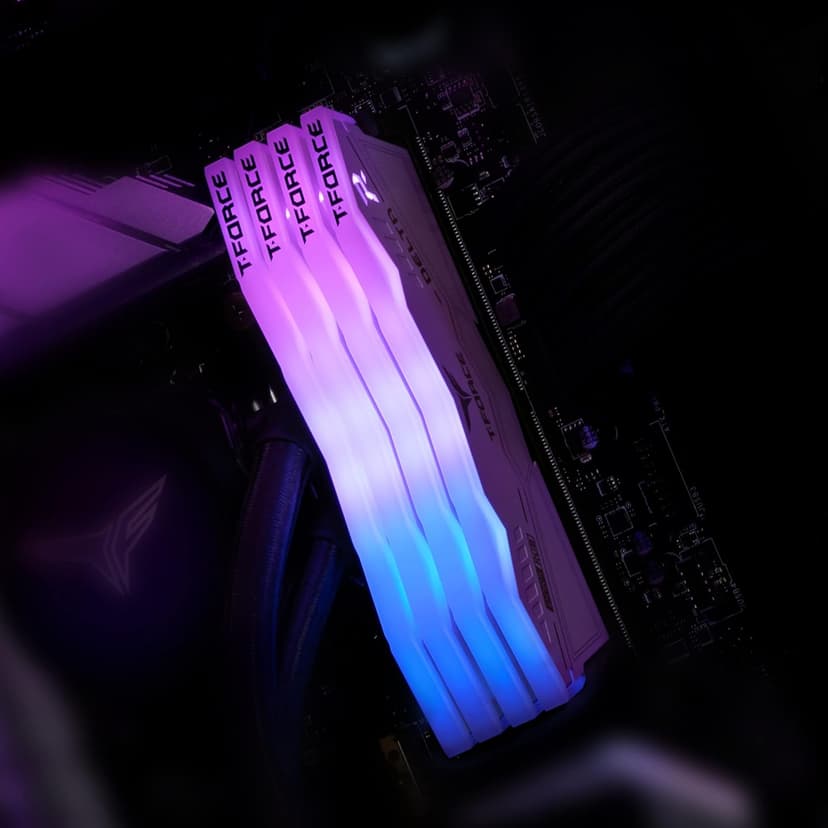 TEAMGROUP T-Force Delta RGB DDR5 Ram 32GB (2x16GB) 6400MHz PC5-51200 CL32 Desktop Memory Module Ram for 600 700 Series Chipset XMP 3.0 Ready White FF4D532G6400HC32ADC01