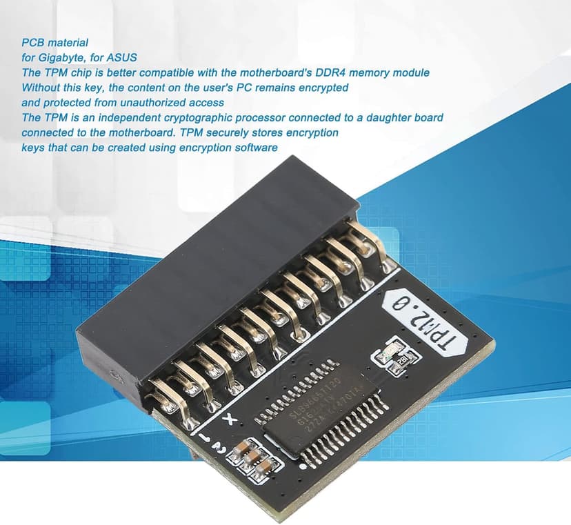 TPM 2.0 Module for Win11 for, 20Pin 2 10P Encryption Security Module, TPM 2.0 Module 2.54mm Pitch DDR4 Memory Module for Computer Motherboard
