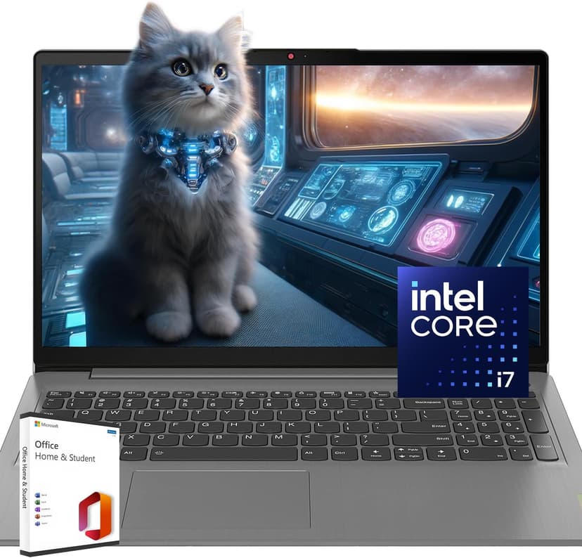 Lenovo IdeaPad 15.6 FHD Laptop w/Microsoft Office Lifetime License, AI-Powered Intel Core i7, Long Battery Life, Backlit KB, Fingerprint Reader, w/WOWPC Bundle, Win 11 (16GB RAM | 1TB PCIe SSD)