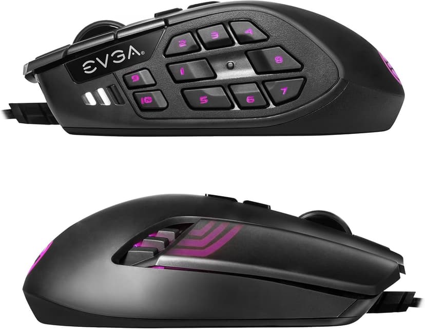 EVGA X15 MMO Gaming Mouse, 8k, Wired, Black, Customizable, 16,000 DPI, 5 Profiles, 20 Buttons, Ergonomic 904-W1-15BK-KR