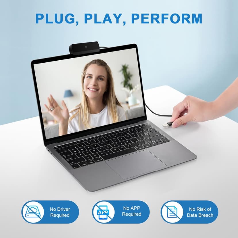 Webcam, K1 Full HD Webcams,1080P Video and Wide Angle Camera,Plug and Play USB Webcam for Online Calling/Conferencing, Zoom/Skype/Facetime/YouTube, Laptop/PC