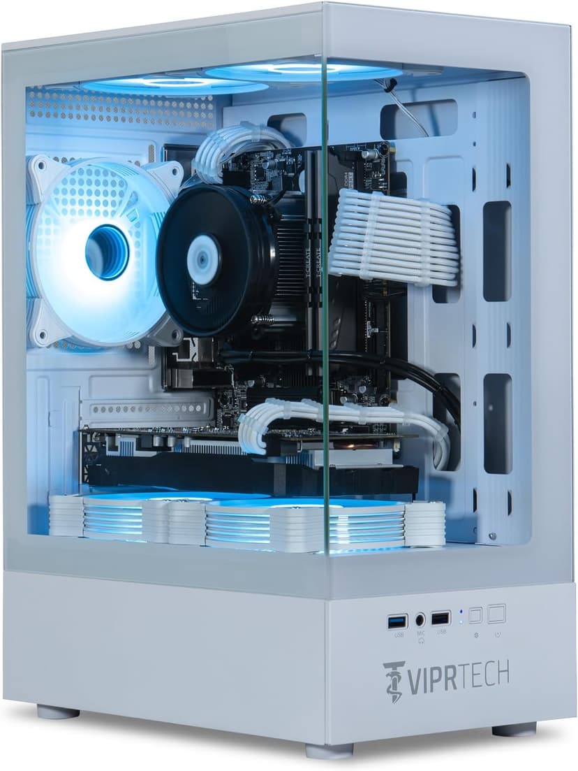 ViprTech Stryker 1.0 Gaming PC - Intel i5-9400F (4.1GHz Turbo), AMD RX 580 8GB, 32GB DDR4 3200, 1TB NVMe SSD, WiFi BT, Win 11 Pro, RGB, Desktop Computer Prebuilt, White