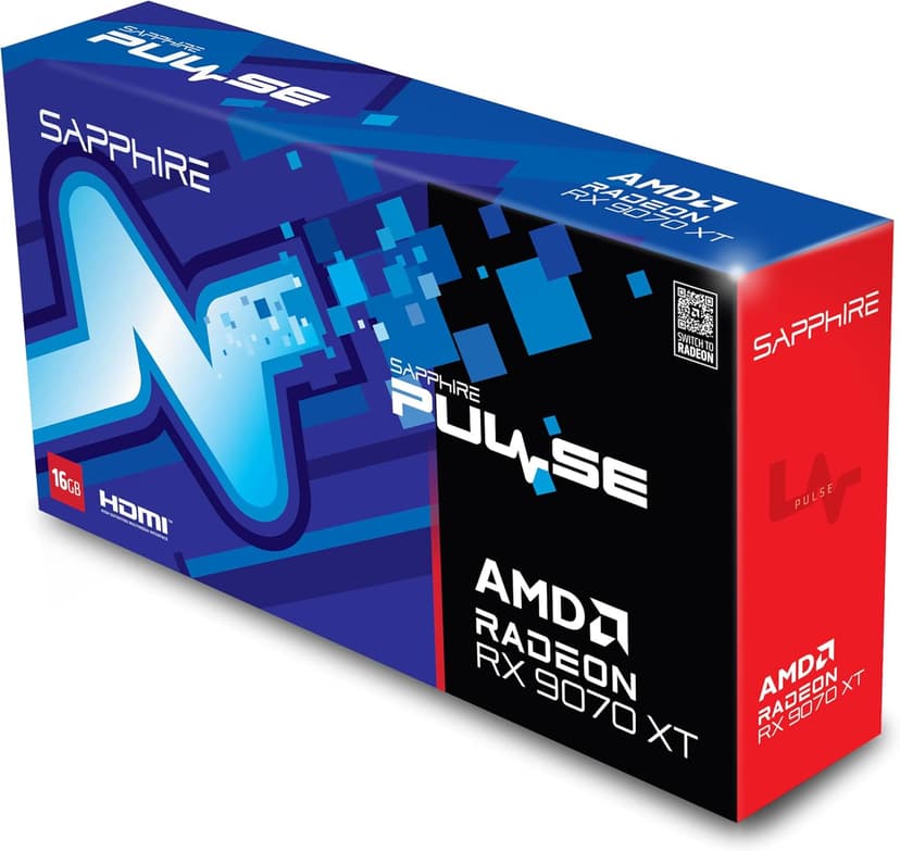 Sapphire 11348-03-20G Pulse AMD Radeon™ RX 9070 XT Gaming Graphics Card with 16GB GDDR6, AMD RDNA 4