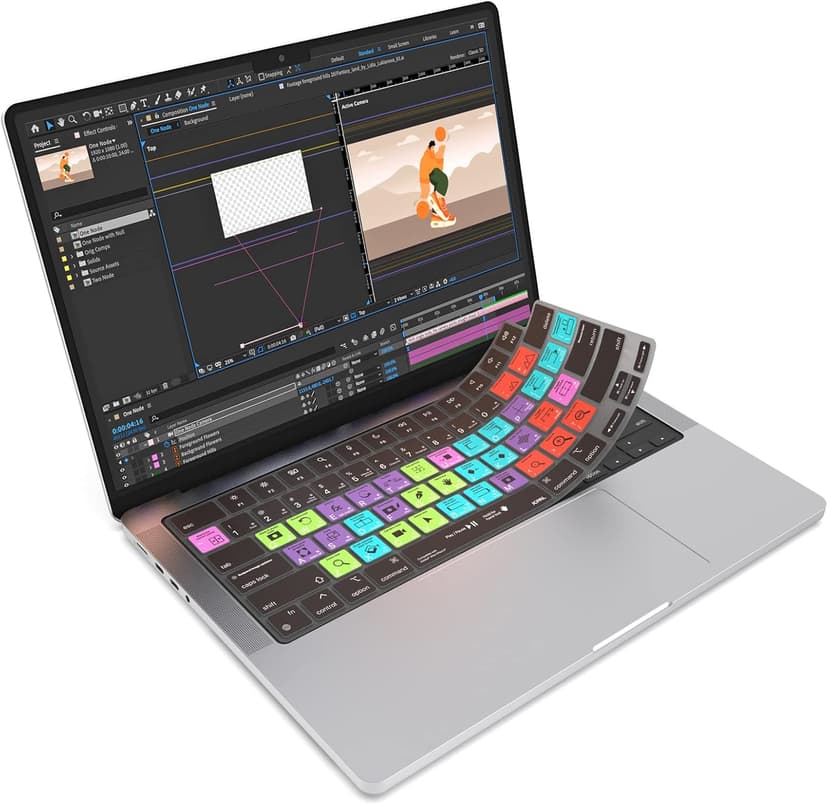 JCPal Adobe After Effects Shortcut Guide Keyboard Cover for Apple MacBook Pro 14 inch and MacBook Pro 16 inch (M1-M4 Models) and MacBook Air 13 inch and MacBook Air 15 inch (M2-M4 Models) (US-Layout)