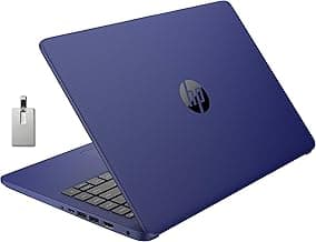 HP Premium Stream 14" HD BrightView Laptop, Intel Celeron N4120, 16GB RAM, 64GB eMMC Storage, HD Webcam, UHD Graphics, 1 Year Office 365, Bluetooth, WiFi, HDMI, Win 11s, Blue, 32GB Hotface USB Card