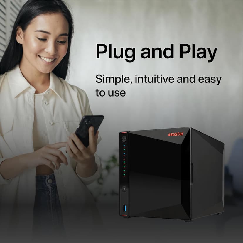 Asustor AS5404T, 4 Bay NAS, Intel Quad-Core 2.0GHz CPU, 4x M.2 NVMe SSD Slots, 2 x 2.5 GbE Ports, 4 GB DDR4 RAM, Network Attached Storage (Diskless)
