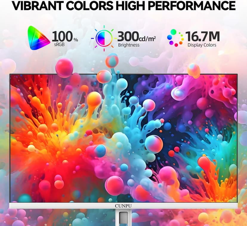 27 Inch 2560x1440p 120Hz White Monitor, IPS Ultra-Thin Bezel Computer Gaming Monitor, 100% sRGB, 16.7M Colors, Adaptive Sync, HDMI/DP, VESA 100x100mm, Eye Care, Tilt Adjustable for Game and Work