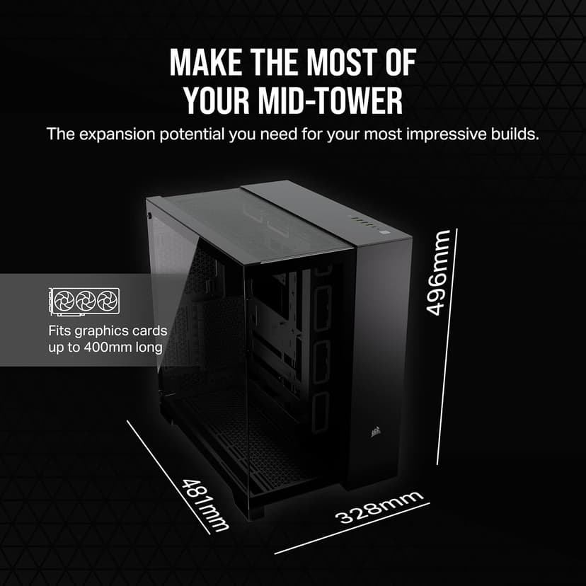 CORSAIR 6500X Mid-Tower ATX Dual Chamber PC Case – Panoramic Tempered Glass – Reverse Connection Motherboard Compatible – No Fans Included – Black