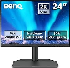 BenQ SW242Q 24-inch 2K 90W USB-C 16:10 Photographer MacBook/Windows Compatible Monitor, 99% Adobe RGB, 100% sRGB, Hardware Calibration, 90W USB-C, TUV Anti-Reflection Cert., 16-bit 3D LUT, HDR10
