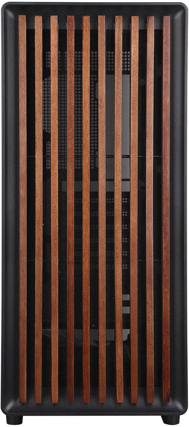 D1 Tempered Glass PC Case Meshify - Walnut Wood Front - Mesh and Glass Side Panel - Can Build in Up to 12 ARGB PWM Fans - High Airflow Mid Tower PC Gaming Case for ATX/mATX/ITX Motherboards Black
