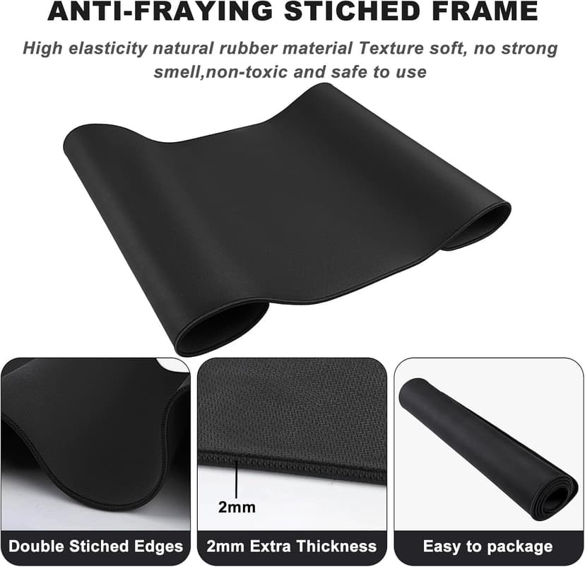 Large Mouse Pad, Desk Mat Office Desk Pad Gaming Mouse Pad with Stitched Edges, 31.5" x 15.7" Mousepad with Non-Slip Waterproof Rubber Base for PC Laptop Desk Home Office Accessories, Black