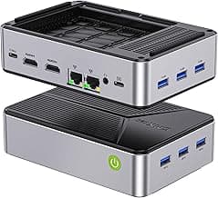 GMKtec Mini PC NAS, G9 Intel N150 Dual Boot Linux Desktop Computer 12GB DDR5 64GB EMMC M.2 SSD, 4*M.2 NVMe Slots, Dual NIC 2.5GbE, USB-C/USB 3.2 10Gbps, Network Attached Storage