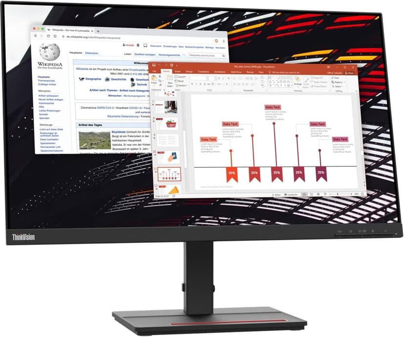 Lenovo ThinkVision S24e-20 23.8" Full HD WLED LCD Monitor - 16:9 - Raven Black