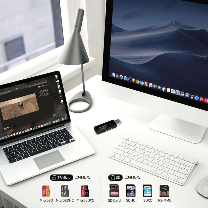 USB 3.0 SD Card Reader for PC, Laptop, Mac, Windows, Linux, Chrome, SDXC, SDHC, SD, MMC, RS-MMC, Micro SDXC Micro SD, Micro SDHC Card and UHS-I Cards - No SD Card Included. (USB 3.0 SD -Black2)