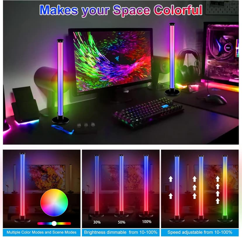 Smart LED Light Bars, RGB IC Light Bar for Room, 16 Million Colors & 213 Preset Modes, Music Sync Gaming Lights, App Control & Remote Control Ambient Lighting for TV Backlight, Game Room Lights Decor