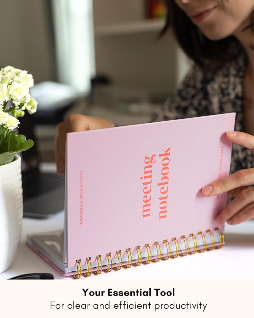 Lamare Meeting Notebook for Work Organization – Perfect Work Notebook for Note Taking & Meeting Planner for Productivity