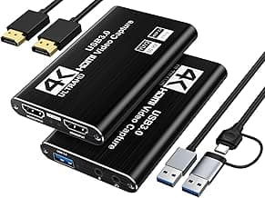 Video Capture Card, USB 3.0 Capture Card 4K HDMI Loop-Out, 1080P 60FPS/2K 30FPS Video Game Capture for Works for PS5/Camera/PC
