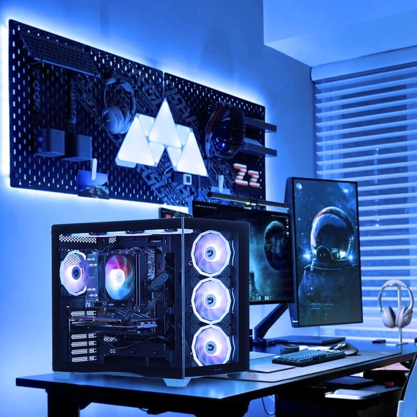 Darkness Dragon Gaming PC,AMD Ryzen 5 5500 4.2 GHz,AMD Radeon RX 6600 8GB Desktop Computer，1TB NVMe SSD,16GB DDR4 3200MHz, Air Cooled Prebuilt,600W PSU,Windows 11 Home & AI Powered Gamer PC