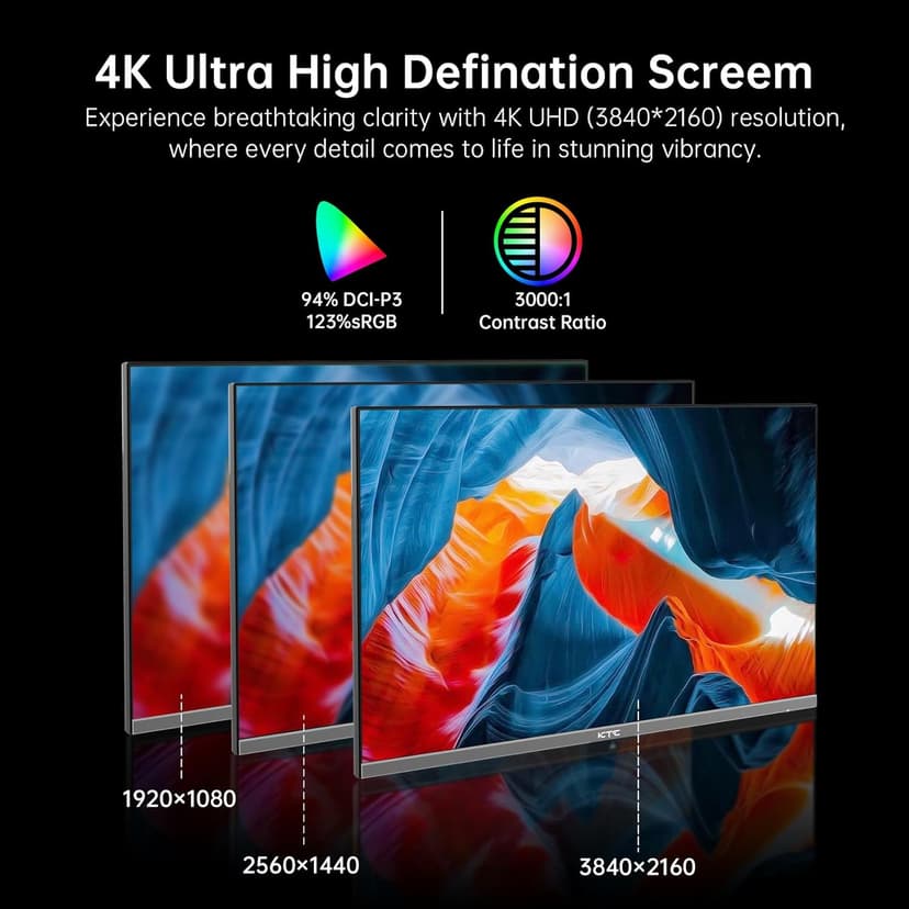 32 Inch 4K Smart Monitor with Google TV System 3840 * 2160P Netflix Licensed Type C 65W PD Speakers 5W*2 Dolby Audio Hey Google Voice Remote HDR WiFi Bluetooth VESA Tiltable 32 in Smart TV