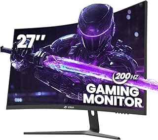 CRUA 27" Curved Gaming Monitor, 180Hz/200Hz FHD 1080P VA Screen 1500R Computer Monitors, 1ms(GTG) with FreeSync, Low Motion Blur, DisplayPort, HDMI, Support Wall Mount Install- Black