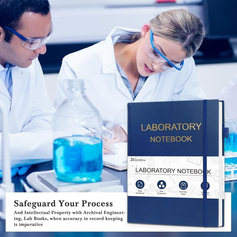 Lab Notebook - Chemistry Laboratory Notebook for Student, Professional Engineering Paper Notebooks for Work 8.5" X 11", Grid Notebook Quad Ruled Science Lab Book for Graphing - Blue