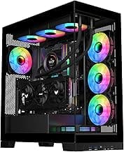 SAMA NEVIEW 4503 Mid Tower PC Case with Dual Tempered Glass Panels, 4×120mm ARGB Fans Pre-Installed, High Airflow ATX PC Case for Case PC Gaming, USB 3.0×2, Type-C Port, Supports Top 360mm AIO – Black