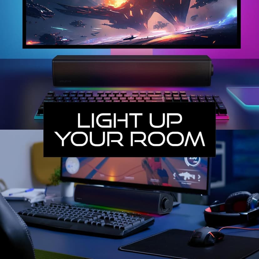 Sound Blaster GS3 Compact RGB Gaming Soundbar with SuperWide Technology, Powered via USB, Bluetooth 5.4, Headphone-Out Port, for PC and Mac