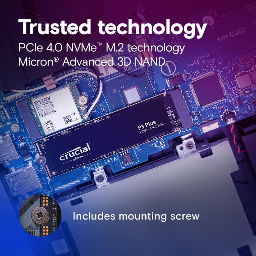 Crucial P3 Plus 4TB PCIe Gen4 3D NAND NVMe M.2 SSD, up to 5000MB/s - CT4000P3PSSD8