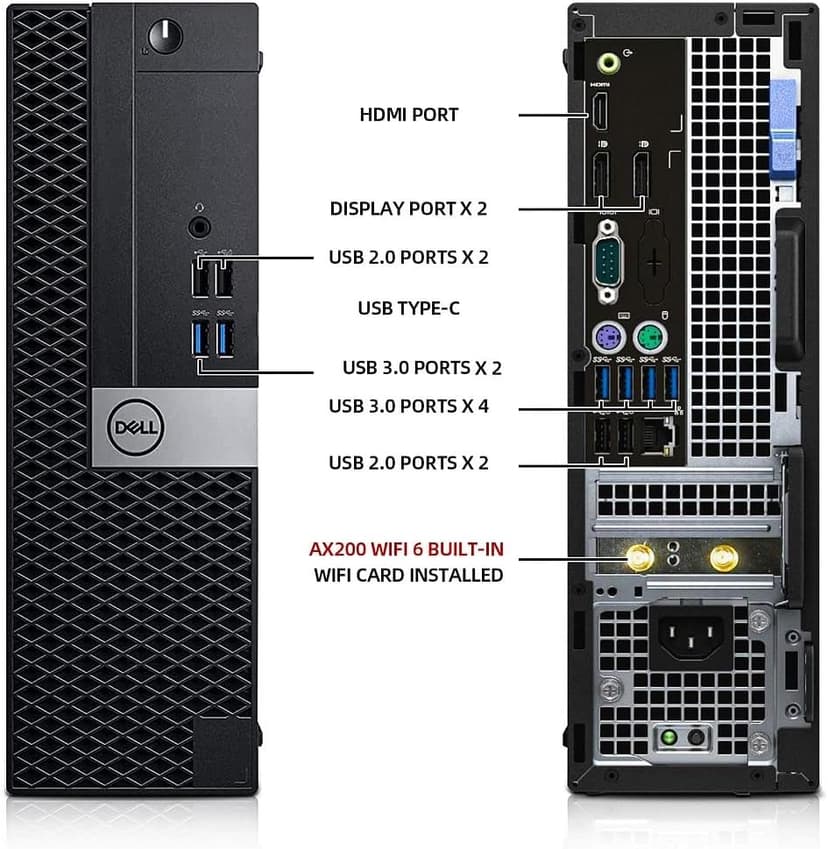 Dell OptiPlex 5050 Desktop Computers with 24" Monitor PC Bundle,Intel i7-6700 3.4GHz,32GB DDR4 Ram New 512GB M.2 NVMe SSD,Intel AX200 Built-in WiFi 6,Bluetooth 5.2,HDMI,Windows 11 Pro (Renewed)