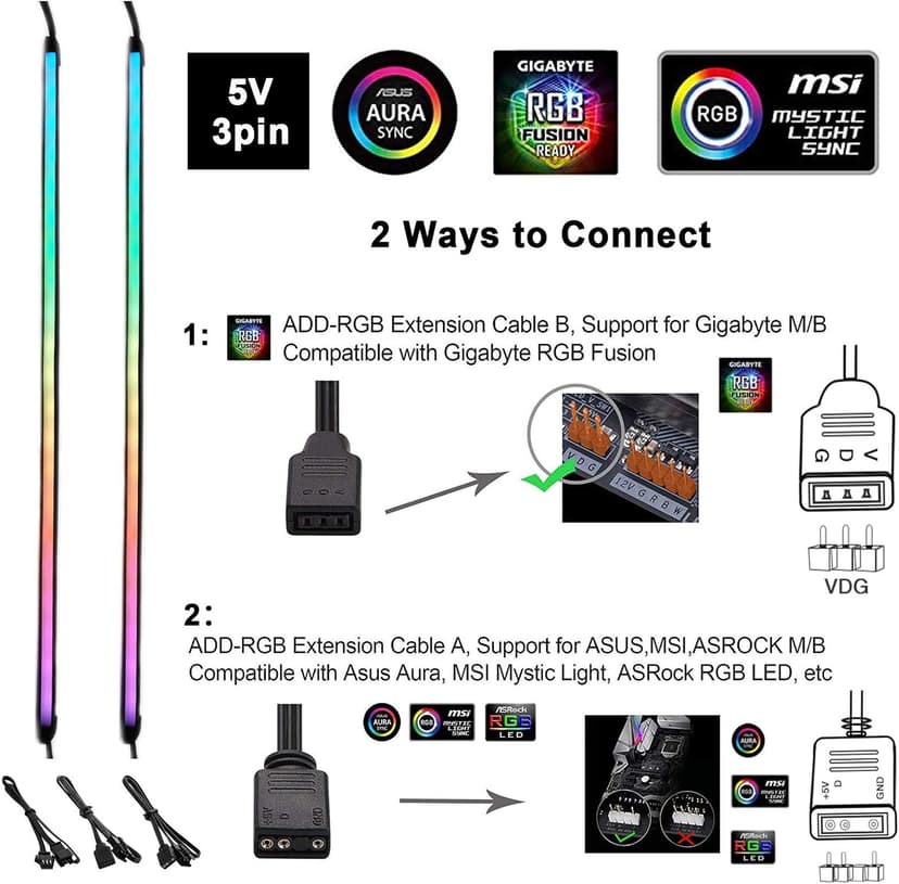 airgoo Addressable RGB PC LED Strip, AG-NEON-LS1 Diffused Silicon Rubber Tube Neon Strip, for 5V 3-pin argb Header or AG-DRGB16 SignalRGB Controller(Not Included), Come with Magnetic Brackets