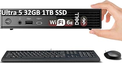 2025 Dell Pro Micro MFF Mini AI PC (Intel 14-Core Ultra 5 235T (> i7-13700), 32GB DDR5, 1TB SSD), QCM1250 (Replace OptiPlex 7000), Tiny Business Desktop, Wi-Fi 6E, RJ45, Bluetooth, 2x DP, Win 11 Pro