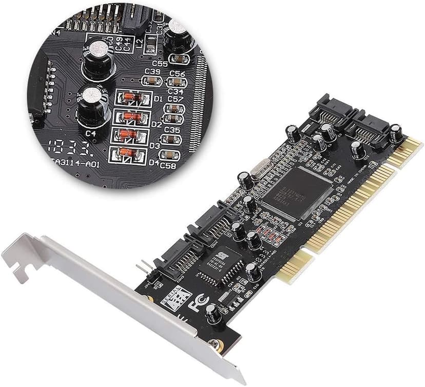 EBTOOLS PCI to 4 Port SATA RAID Card, 1.5Gbps Sil3114 Computer Internal Chipset RAID Controller Card, Support for 98SE/Me/2000/XP/NT 64 bit/Vista/Linux/Netware OS