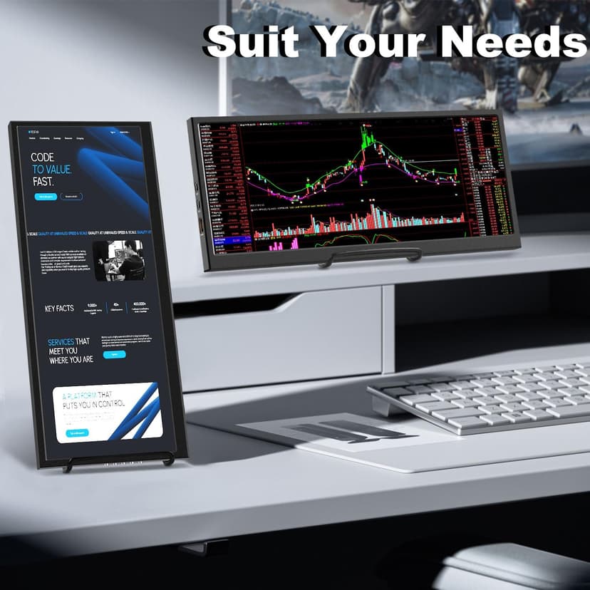 12.3 Inch Touchscreen Secondary Monitor, IPS Stretched Bar LCD Travel Touch Display 1920 * 720 HDMI USBC, Portable Touch Screen for Laptop Computer Windows Aida64 GPU CPU RAM Monitoring