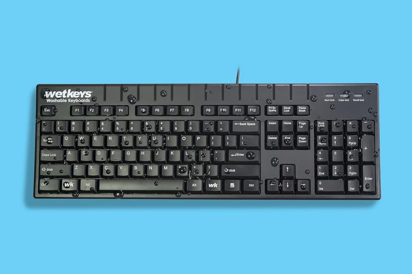 WetKeys Professional-Grade Full-Size ABS Plastic Washable Keyboard with 10-Key Number-pad (USB) (Black) | KBWKABS104-BK