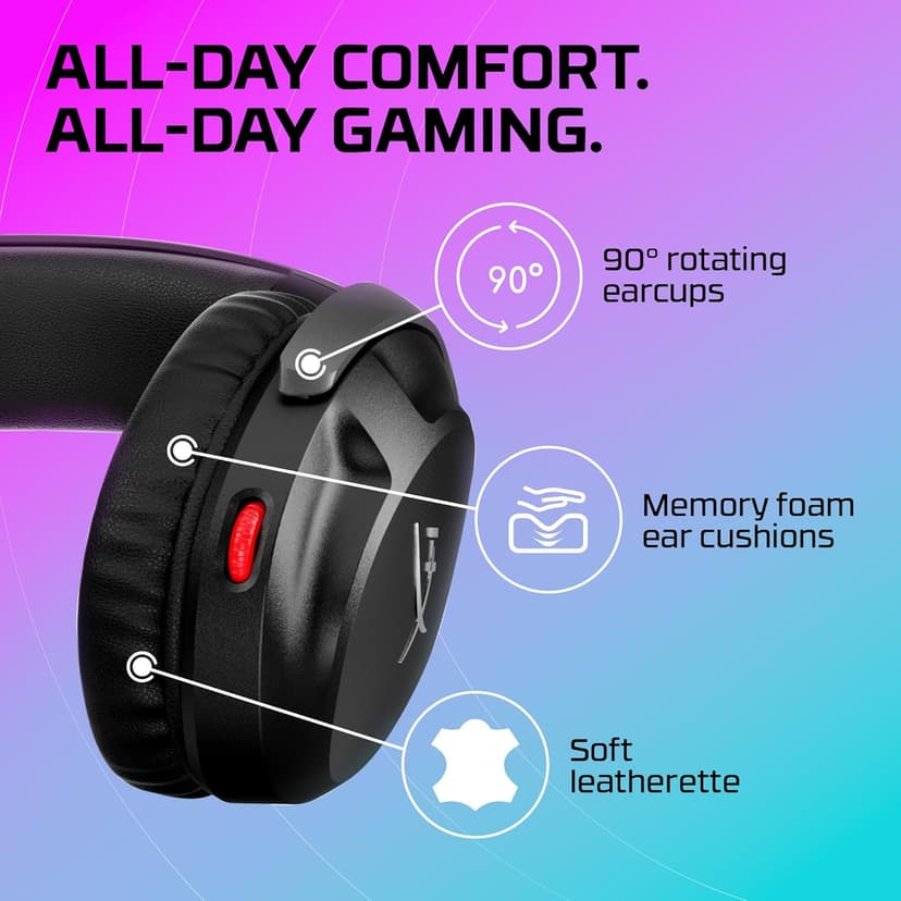 HyperX Cloud Stinger 2 – Gaming Headset, DTS Headphone:X Spatial Audio, Lightweight Over-Ear Headset with mic, Swivel-to-Mute Function, 50mm Drivers, PC Compatible, Black