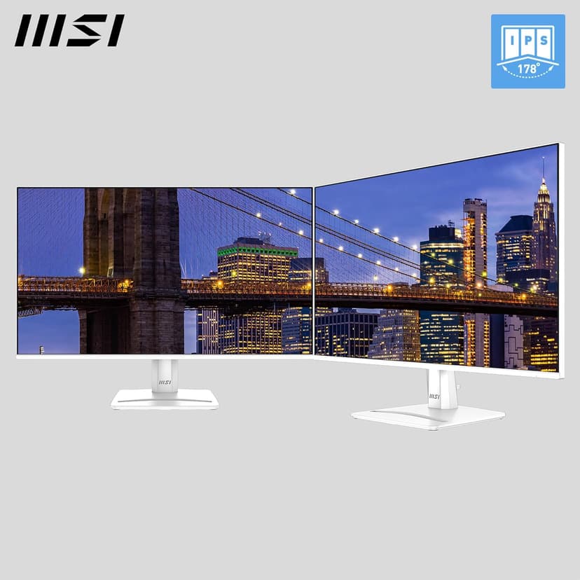 msi PRO MP275W E2 27-inch IPS 1920 x 1080 (FHD) Gaming Office Monitor, 120Hz, Free-Sync, HDMI, DisplayPort, VGA Port, VESA Mountable, Tilt, Speaker, 4-Side Slim Bezel 1ms, White