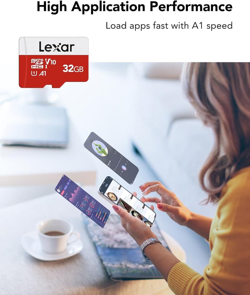 Lexar 32GB Micro SD Card 3 Pack, microSDHC UHS-I Flash Memory Card with Adapter - Up to 100MB/s, U1, Class10, V10, A1, High Speed TF Card (3 microSD Cards + 1 Adapter)