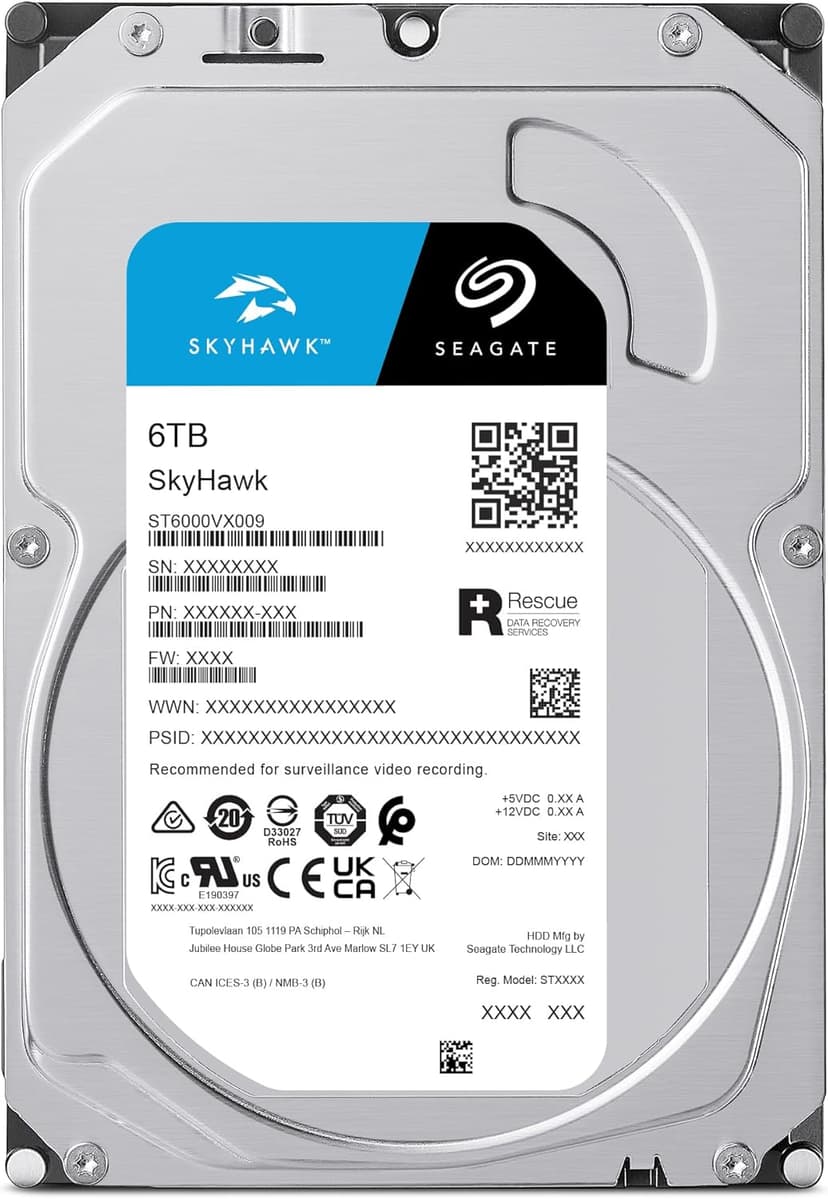 Seagate Skyhawk 6TB Video Internal Hard Drive HDD – 3.5 Inch SATA 6Gb/s 256MB Cache for DVR NVR Security Camera System with in-House Rescue Services (ST6000VXZ09/009)