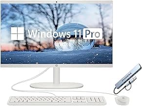 HP 21.5" FHD All-in-One Desktop Computer, 32GB RAM 1.5TB Storage (1TB SSD+512GB Docking Station Set), Dual-Core Intel Celeron, Windows 11 Pro with Microsoft Office Home & Business Included, Snow White