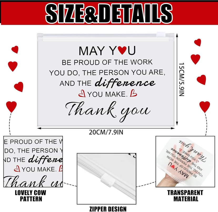 Sunnyray 60 Pcs Housekeeping Week Gifts Bulk 2025 Appreciation Gift Makeup Cosmetic Bag Bulk Thanks for Women Nurse Teacher Social Worker(Be Proud of the Work You Do)