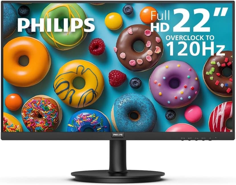Philips 221V8LB3 22'' Class Thin Full HD Monitor (1920 x 1080), 120Hz with 1ms MPRT for Casual Gaming, Adaptive Sync, LowBlue Mode, VESA Mount, HDMI & VGA, 4-Year Advance Replacement Warranty